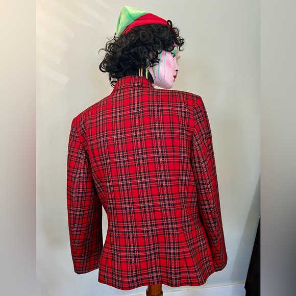 Red Pendleton Tartan Christmas Blazer with gold buttons - Picture 3 of 9
